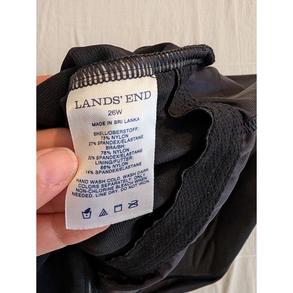 Lands' End Women's Black Ruched Tummy Control Tankini Swim Top Size 26W‎ - Picture 5 of 6